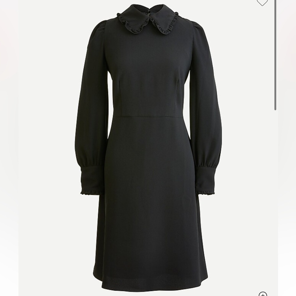 NWT! J. Crew A-line dress with exaggerated ruffle collar - Black Long-Sleeve